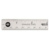 Westcott Stainless Steel Office Ruler With Non Slip Cork Base, Standard/Metric, 6" Long