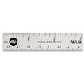 Westcott Stainless Steel Office Ruler With Non Slip Cork Base, Standard/Metric, 6" Long