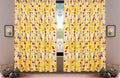 DaDa Bedding Set of 2 Radiant Sunshine Yellow Floral Window Curtain Panels - Natural Semi Sheer Hummingbirds Farmhouse Red Flowers Straight Tailored Edge by DaDalogy Bedding Collection