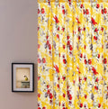 DaDa Bedding Set of 2 Radiant Sunshine Yellow Floral Window Curtain Panels - Natural Semi Sheer Hummingbirds Farmhouse Red Flowers Straight Tailored Edge by DaDalogy Bedding Collection