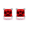 925 Ruby Square Shape Stud Earrings