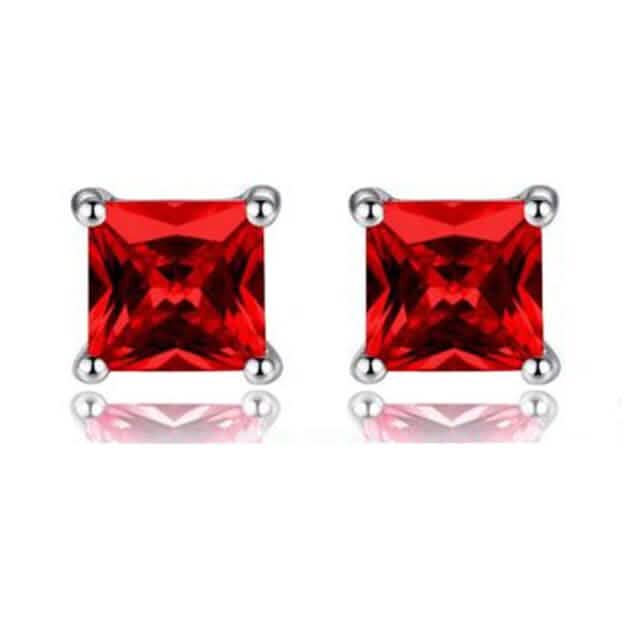 925 Ruby Square Shape Stud Earrings by DailySale