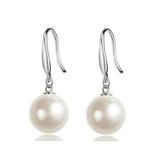 925 Silver Filled High Polish Finsh Elegant Statement Pearl Earrings by DailySale