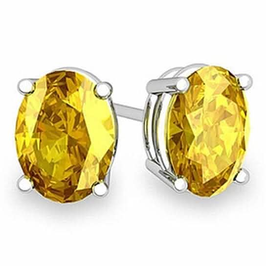 925 Sterling Silver 2.00ct Genuine Oval Yellow Sapphire Stud Earrings by DailySale