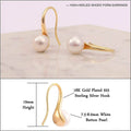 925 Sterling Silver 7.5-8mm White Freshwater Cultured Pearl Dangle Drop Earrings by DailySale