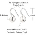 925 Sterling Silver 7.5-8mm White Freshwater Cultured Pearl Dangle Drop Earrings by DailySale