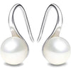 925 Sterling Silver 7.5-8mm White Freshwater Cultured Pearl Dangle Drop Earrings