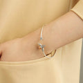 925 Sterling Silver Bee Shape Cubic Zirconia and Austria Crystal Cuff Bracelet by DailySale