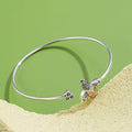925 Sterling Silver Bee Shape Cubic Zirconia and Austria Crystal Cuff Bracelet by DailySale