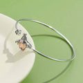 925 Sterling Silver Bee Shape Cubic Zirconia and Austria Crystal Cuff Bracelet by DailySale