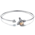 925 Sterling Silver Bee Shape Cubic Zirconia and Austria Crystal Cuff Bracelet by DailySale