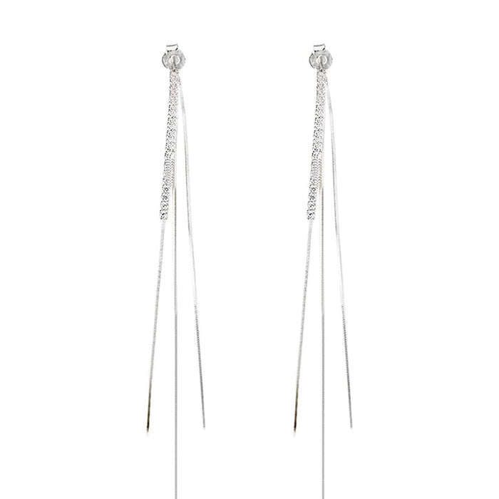 925 Sterling Silver Dangle Chain Tassel Earrings by DailySale