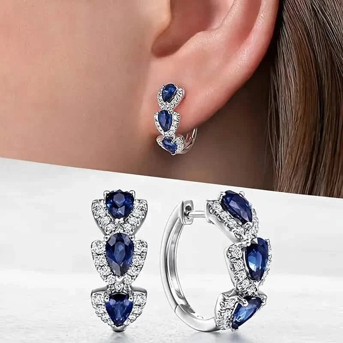 925 Sterling Silver Hoop Earrings with Synthetic Cubic Zirconia by DailySale