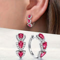 925 Sterling Silver Hoop Earrings with Synthetic Cubic Zirconia by DailySale