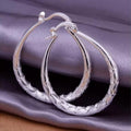 925 Sterling Silver Oval Filigree Hoop Earrings by DailySale