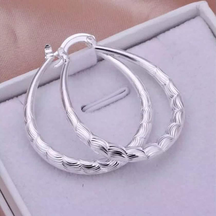 925 Sterling Silver Oval Filigree Hoop Earrings by DailySale
