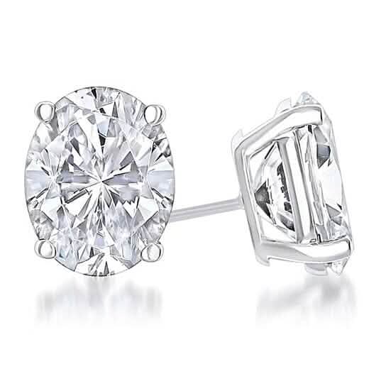 925 Sterling Silver White 4-Prong Basket Oval Stud Earrings by DailySale