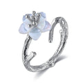 925 Sterling Silver White Cherry Blossom Shell Pearl Flower Branch Rings by DailySale