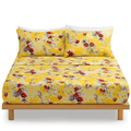 DaDa Bedding Sunshine Yellow Hummingbirds Floral Fitted & Flat Bed Sheets Set (JHW-925) by DaDalogy Bedding Collection