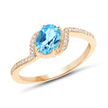 1.04 Carat Genuine Swiss Blue Topaz and White Diamond 14K Yellow Gold Ring by Bids.com