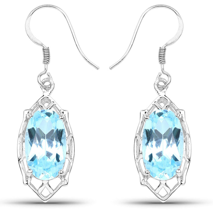 13.68 Carat Genuine Blue Topaz .925 Sterling Silver Earrings by Bids.com