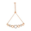 10K Rose Gold over .925 Sterling Silver 1/10 Cttw Round-Cut Diamond Heart Link Adjustable Bolo Bracelet (H-I Color, I2-I3 Clarity) - 6"-9" Adjustable
