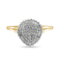 10K Yellow Gold 1/2 Cttw Round & Baguette Cut Diamond Pear Shaped Domed PavÃ© Cluster with Halo Cocktail Ring (J-K Color, I1-I2 Clarity) - Size 4-1/4 by Bids.com