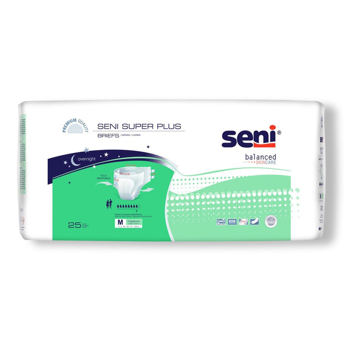 Seni Super Plus Adult Incontinence Brief M Heavy Absorbency Breathable / Overnight, S-ME25-BP1, Severe by Pasteur Pharmacy