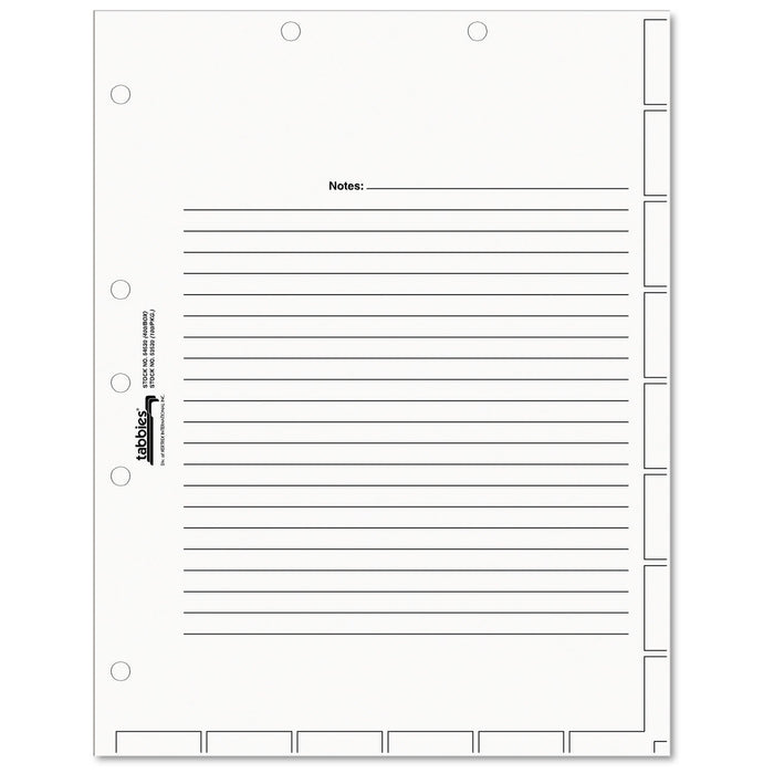 Tabbies Medical Chart Index Divider Sheets, Untabbed, 11 x 8.5, White, 400/Box