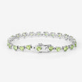 Heart Green Peridot & Diamond Prong Silver Box Clasp Tennis Bracelet by Fine Color Jewels