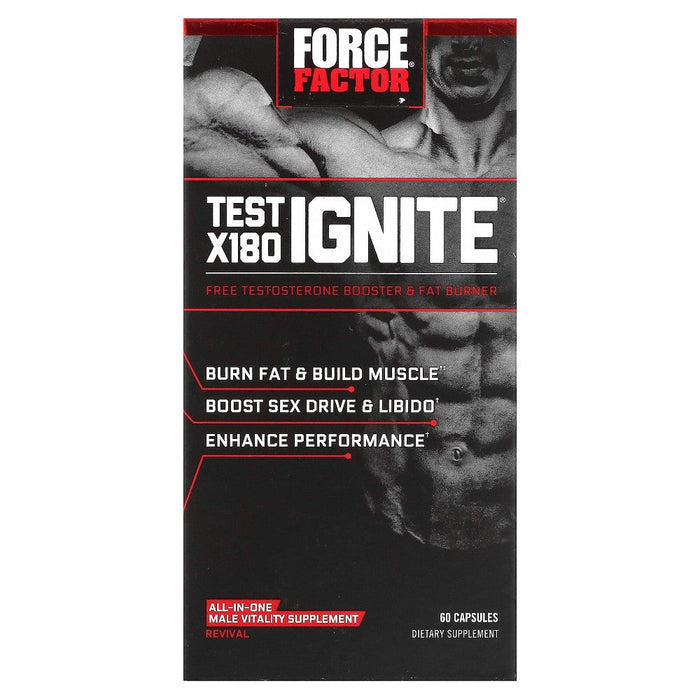 Force Factor Test X180 Ignite Total Testosterone Booster & Fat Burner 60 Capsules by Pasteur Pharmacy