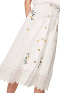 French Connection Embroidered Eyelet MIDI Skirt, Size 0 - White by Vanessa Jane