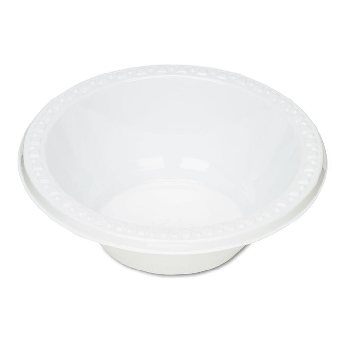Tablemate Plastic Dinnerware, Bowls, 12 oz, White, 125/Pack