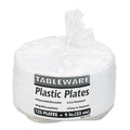 Tablemate Plastic Dinnerware, Compartment Plates, 9" dia, White, 125/Pack
