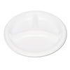 Tablemate Plastic Dinnerware, Compartment Plates, 9" dia, White, 125/Pack