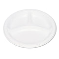 Tablemate Plastic Dinnerware, Compartment Plates, 9" dia, White, 125/Pack