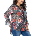 NY Collection Womens Plus Size Chiffon Bell-Sleeve Tunic, Size 1X by Vanessa Jane