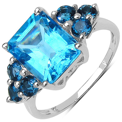 4.72 Carat Genuine Swiss Blue Topaz & London Blue Topaz .925 Sterling Silver Ring by Bids.com