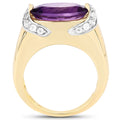 14K Yellow Gold Plated 4.98 Carat Genuine Amethyst and White Topaz .925 Sterling Silver Ring by Bids.com