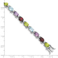 Genuine Multiple Gemstone Link Bracelet Silver by Fine Color Jewels
