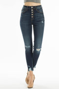High Rise 5 Button Distressed Knee by Boutique 23