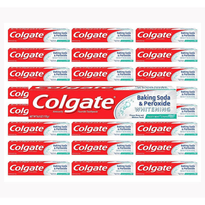 Colgate Gel Anticavity Fluoride, Baking Soda & Peroxide Whitening Frosty Mint Stripe Toothpaste 6 Oz by Pasteur Pharmacy