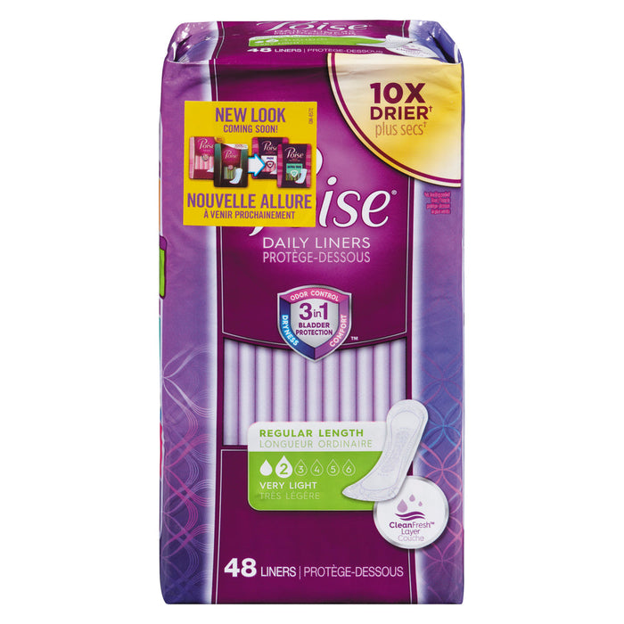 Poise Daily Incontinence Panty Liners, Very Light Absorbency Regular Length by Pasteur Pharmacy