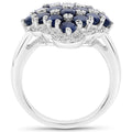 3.48 Carat Genuine Blue Sapphire and White Zircon .925 Sterling Silver Ring by Bids.com