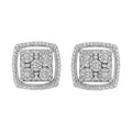 .925 Sterling Silver 3/8 Cttw Miracle Set Round Diamond Double Halo Cluster Earrings (I-J Color, I2-I3 Clarity) by Bids.com