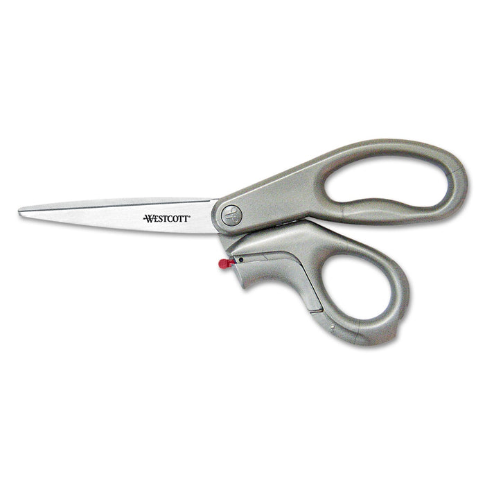 Westcott E-Z Open Box Opener Stainless Steel Shears, 8" Long, 3.25" Cut Length, Gray Offset Handle