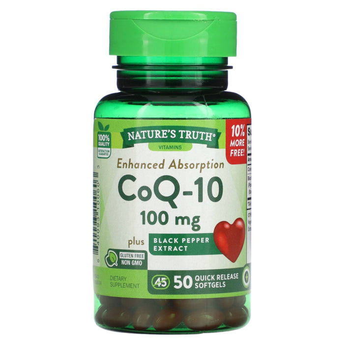 Nature's Truth CoQ-10 +Black Pepper Extract 100Mg Softgels 45+5 Bonus by Pasteur Pharmacy
