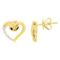 14K Yellow Gold 1/8 Cttw Diamond Journey Heart Hoop Earrings (K-L Color, I1-I2 Clarity) by Bids.com