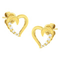 14K Yellow Gold 1/8 Cttw Diamond Journey Heart Hoop Earrings (K-L Color, I1-I2 Clarity) by Bids.com