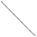 3.79 Ct Round Multicolor Multi-Gemstone Prong Sterling Silver Tennis Bracelet by Fine Color Jewels